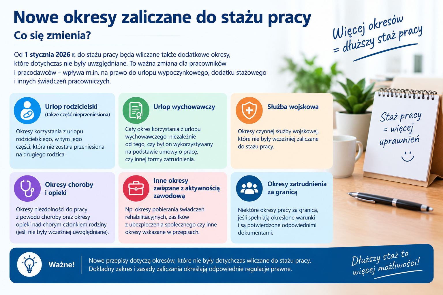 Nowe okresy zaliczane do stażu