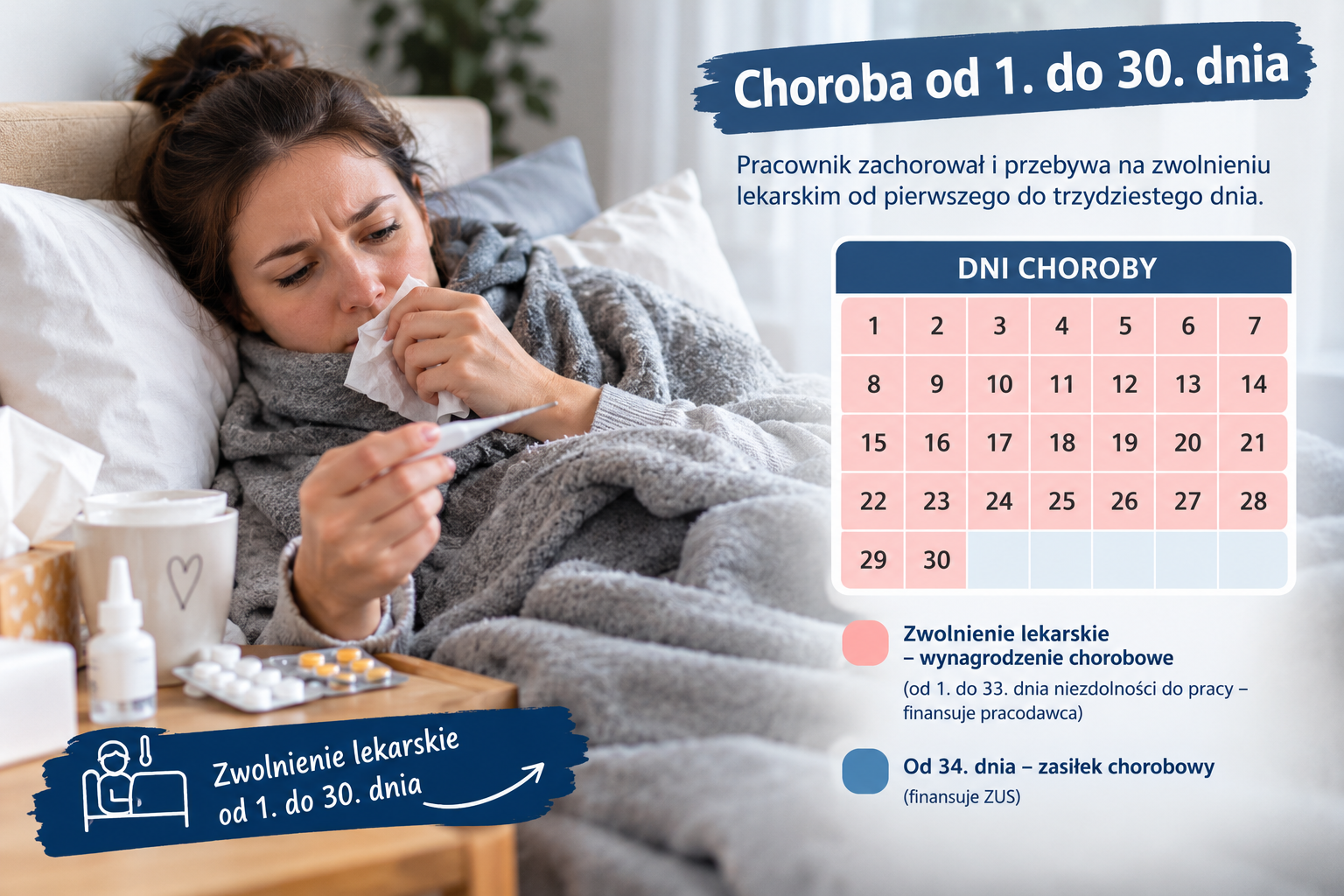 Gdy pracownik choruje od 1 do 30